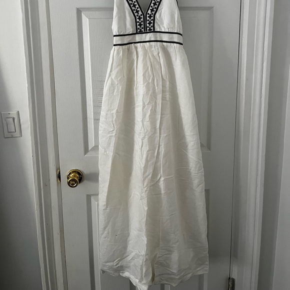 J. Crew Embroidered White Crossback Maxi Dress size L - Picture 6 of 6